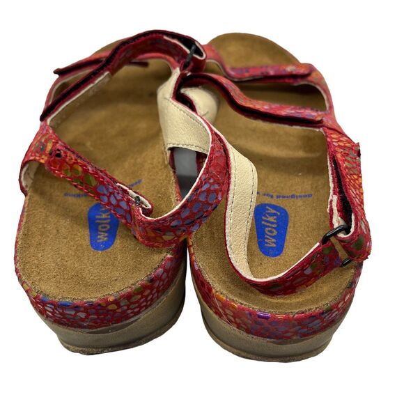 Wolky Sandals Women's Sz 42 Fantasy Red Pink Mulitcolor Comfort Hook Loop - Picture 6 of 16